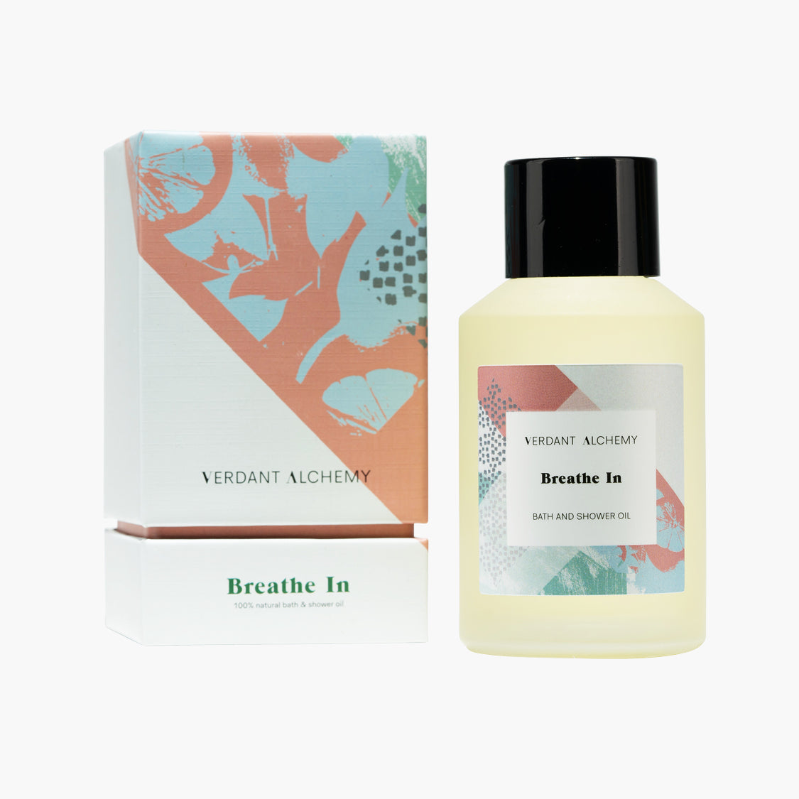 Verdant Alchemy Breathe In luxury natural bath oil made with eucalyptus and lemon essential oils to help relax mind and body and clear airways.